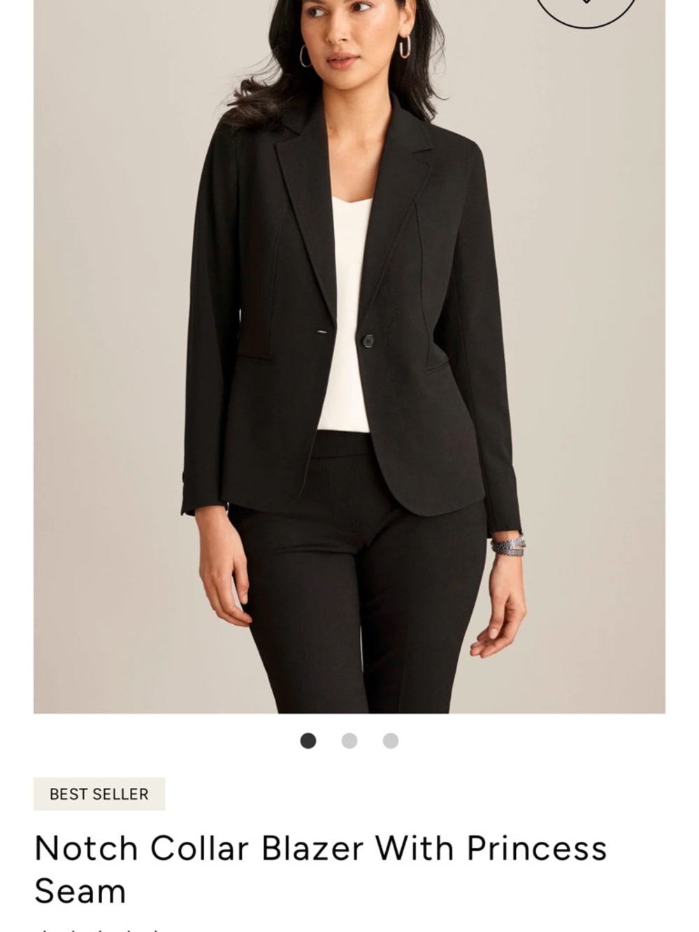 Anne Klein Black Single-Button Notch Collar Blazer